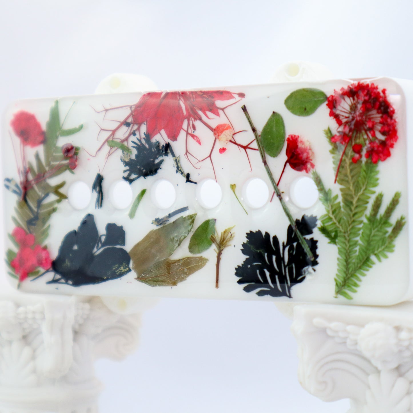 1 OF 1 CUSTOM JAZZMASTER Pickup Cover - RED DRIED FLORAL/WHITE (PAIR)