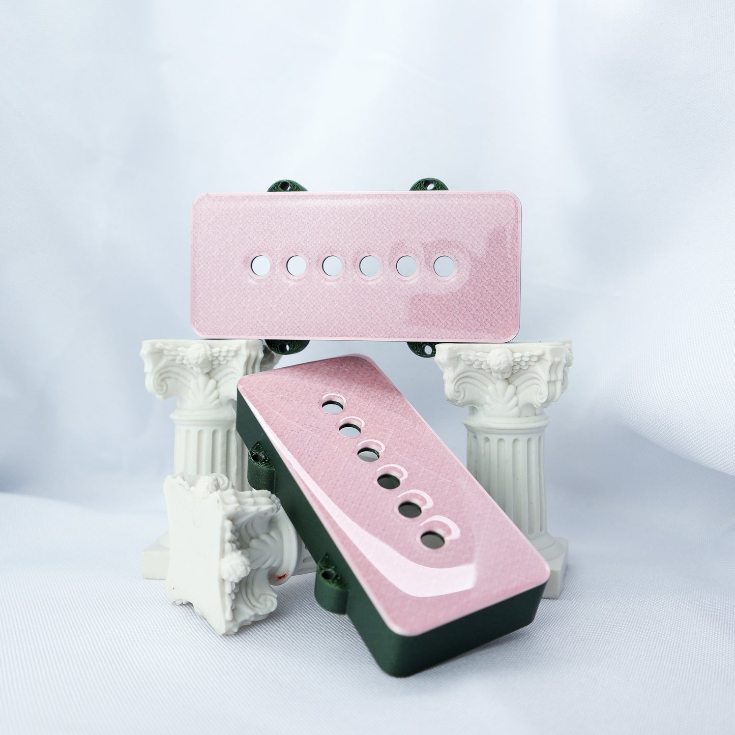JAZZMASTER CUSTOM PICKUP COVER SET - PINK METALLIC/GHOST OF RAUL GREEN SPARKLE (PAIR)