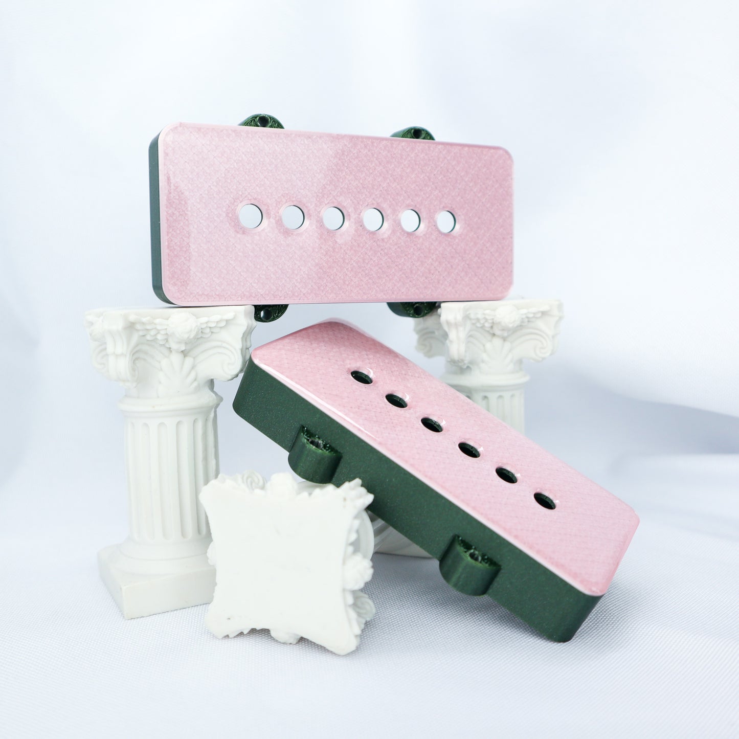 JAZZMASTER CUSTOM PICKUP COVER SET - PINK METALLIC/GHOST OF RAUL GREEN SPARKLE (PAIR)