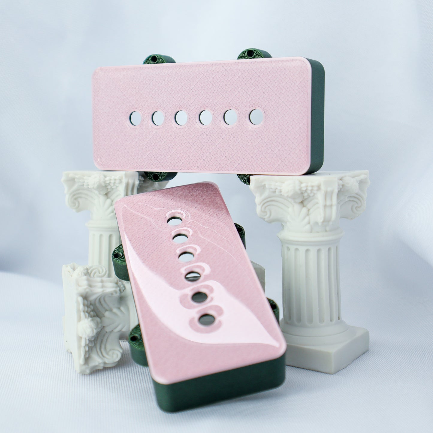 JAZZMASTER CUSTOM PICKUP COVER SET - PINK METALLIC/GHOST OF RAUL GREEN SPARKLE (PAIR)