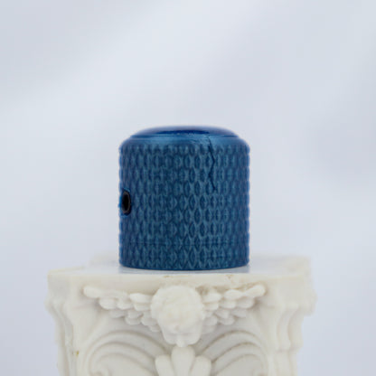 DOMED KNOB W/KNURLING & SET SCREW 6MM - COBALT BLUE METALLIC