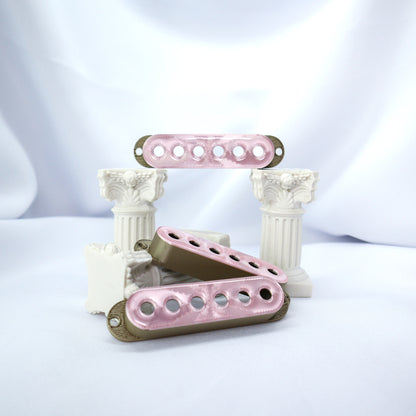 SINGLE COIL 52MM CUSTOM PICKUP COVER - PINK METALLIC/IRIDIUM GOLD METALLIC (SET OF 3)