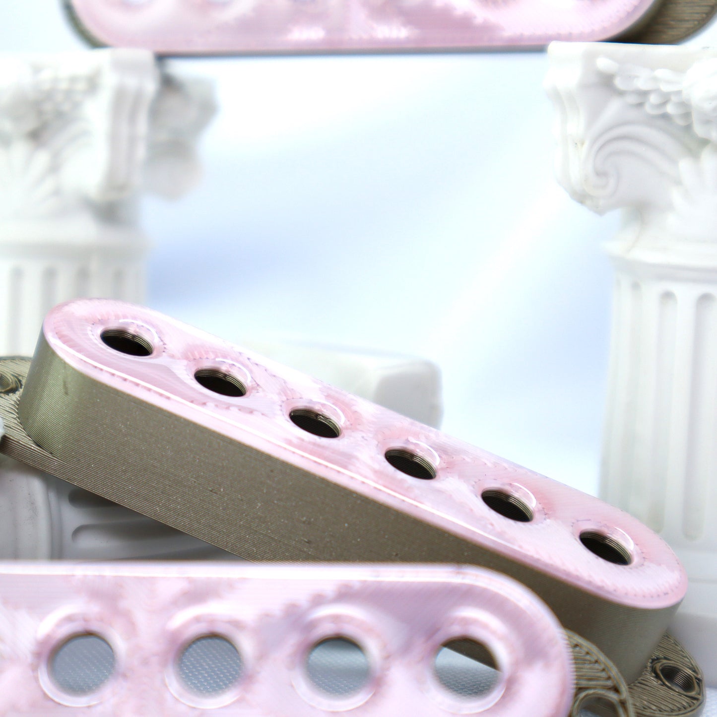 SINGLE COIL 52MM CUSTOM PICKUP COVER - PINK METALLIC/IRIDIUM GOLD METALLIC (SET OF 3)