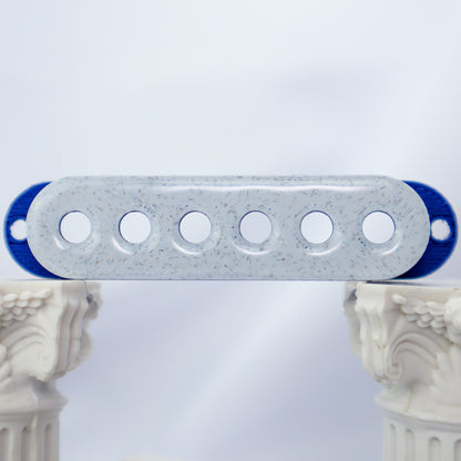 SINGLE COIL 52MM CUSTOM PICKUP COVER - WHITE MARBLE/CARBON FIBER BLUE (SET OF 3)