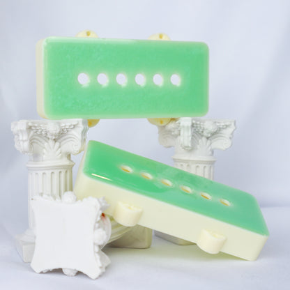 1 OF 1 CUSTOM JAZZMASTER Pickup Cover - TURQOISE SPARKLE RESIN/CREAM (Pair)