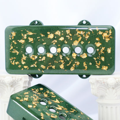 CUSTOM JAZZMASTER Pickup Cover - GHOST OF RAUL GREEN SPARKLE/GOLD FLAKE/CLEAR (Pair)