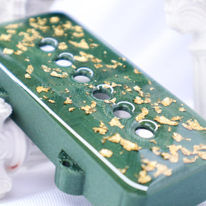 CUSTOM JAZZMASTER Pickup Cover - GHOST OF RAUL GREEN SPARKLE/GOLD FLAKE/CLEAR (Pair)