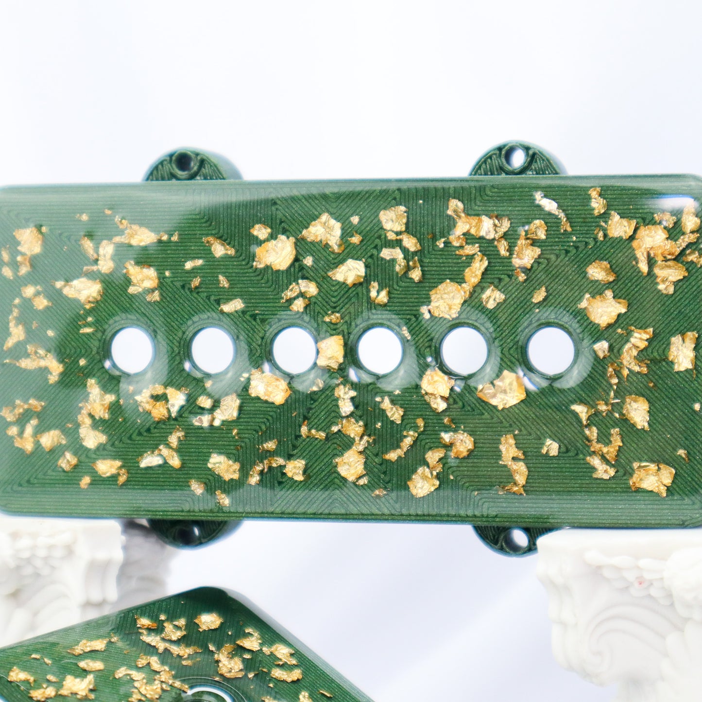 CUSTOM JAZZMASTER Pickup Cover - GHOST OF RAUL GREEN SPARKLE/GOLD FLAKE/CLEAR (Pair)