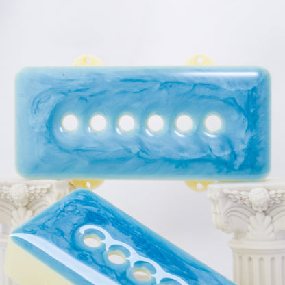 1 OF 1 CUSTOM JAZZMASTER Pickup Cover - Sky Blue Sparkle Resin/Cream (Pair)