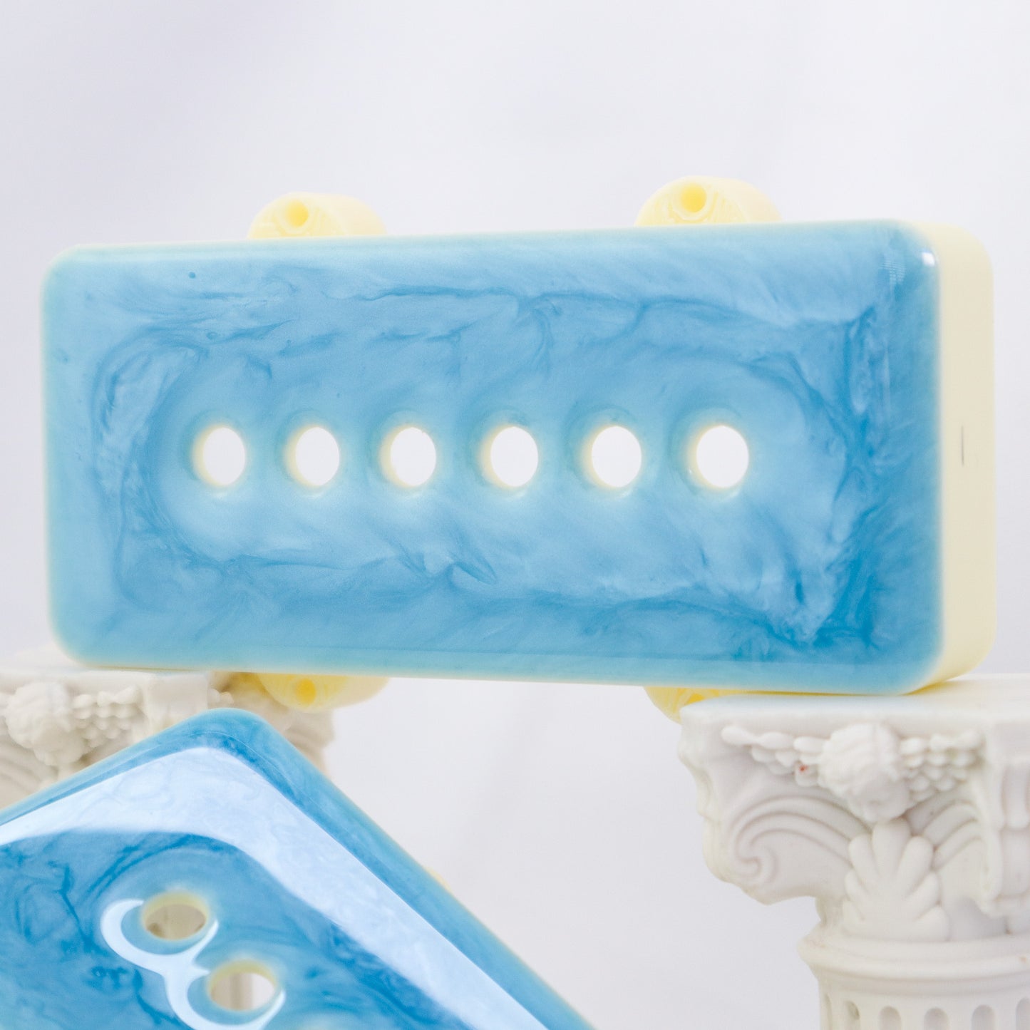 1 OF 1 CUSTOM JAZZMASTER Pickup Cover - Sky Blue Sparkle Resin/Cream (Pair)