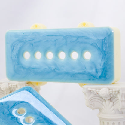 1 OF 1 CUSTOM JAZZMASTER Pickup Cover - Sky Blue Sparkle Resin/Cream (Pair)