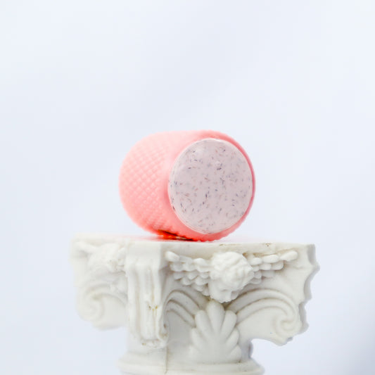 DOMED KNOB W/KNURLING & SET SCREW 6MM - WHITE MARBLE/PINK METALLIC