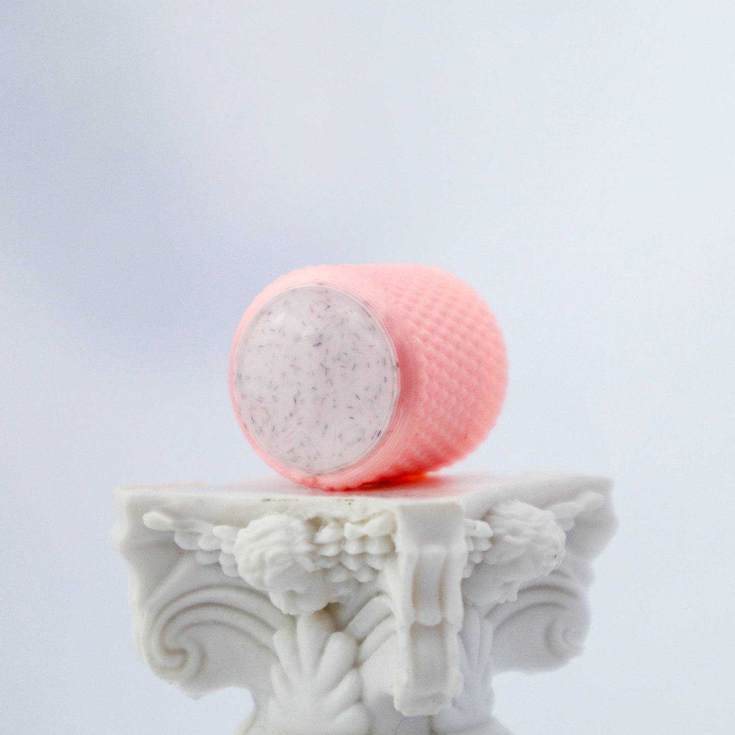 DOMED KNOB W/KNURLING & SET SCREW 6MM - WHITE MARBLE/PINK METALLIC