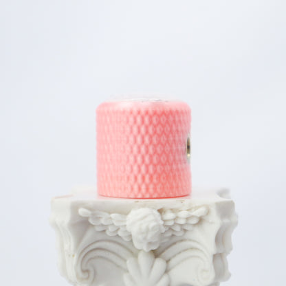 DOMED KNOB W/KNURLING & SET SCREW 6MM - WHITE MARBLE/PINK METALLIC