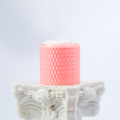 DOMED KNOB W/KNURLING & SET SCREW 6MM - WHITE MARBLE/PINK METALLIC