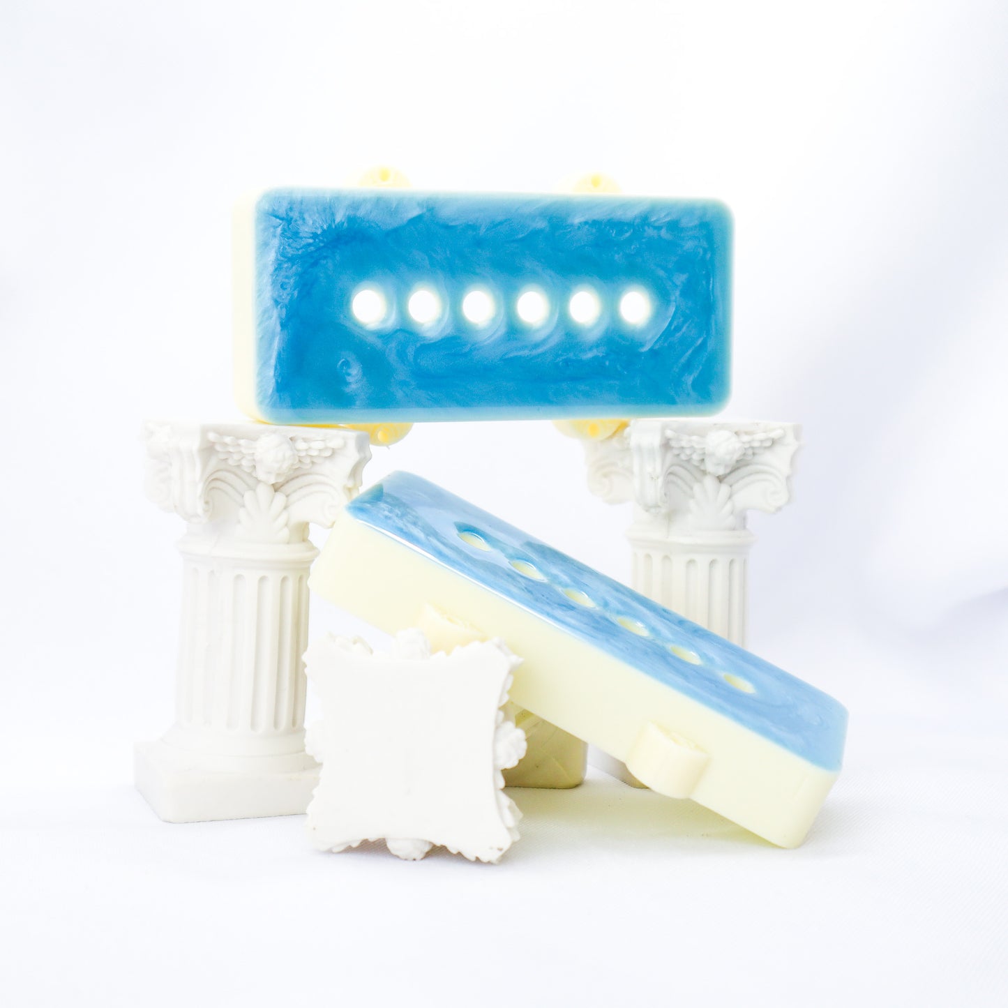 1 OF 1 CUSTOM JAZZMASTER Pickup Cover - BLUE SPARKLE RESIN/CREAM (PAIR)