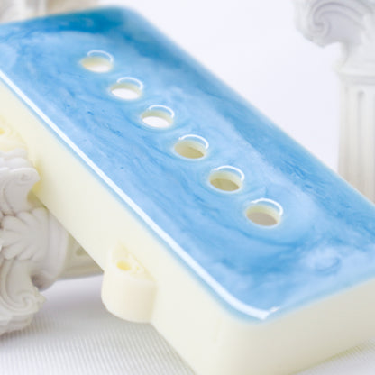 1 OF 1 CUSTOM JAZZMASTER Pickup Cover - BLUE SPARKLE RESIN/CREAM (PAIR)