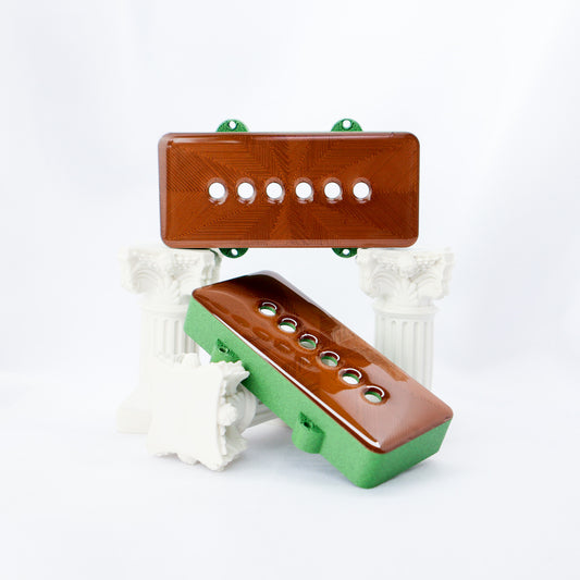 JAZZMASTER CUSTOM PICKUP COVER - COPPER BROWN METALLIC/CARBON FIBER GREEN (PAIR)