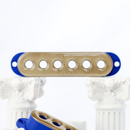 SINGLE COIL 52MM CUSTOM PICKUP COVER - IRIDIUM GOLD METALLIC/CARBON FIBER BLUE (SET OF 3)