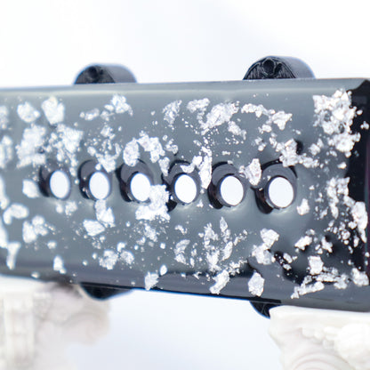 CUSTOM JAZZMASTER Pickup Cover - BLACK CARBON FIBER INFUSED/SILVER FLAKE/CLEAR (Pair)