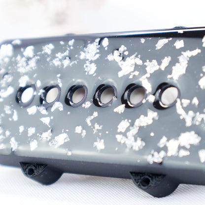 CUSTOM JAZZMASTER Pickup Cover - BLACK CARBON FIBER INFUSED/SILVER FLAKE/CLEAR (Pair)