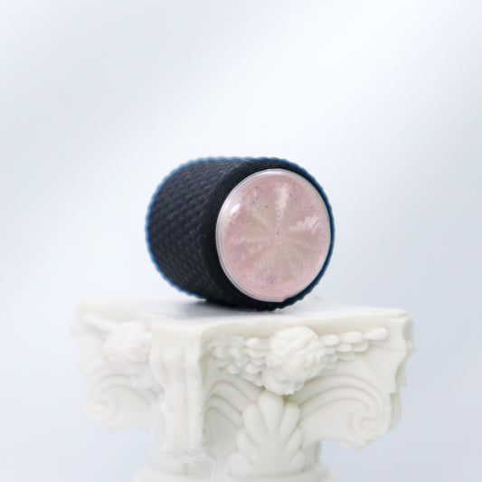 DOMED KNOB W/KNURLING & SET SCREW 6MM - PINK METALLIC/CARBON FIBER INFUSED BLACK (SINGLE KNOB)