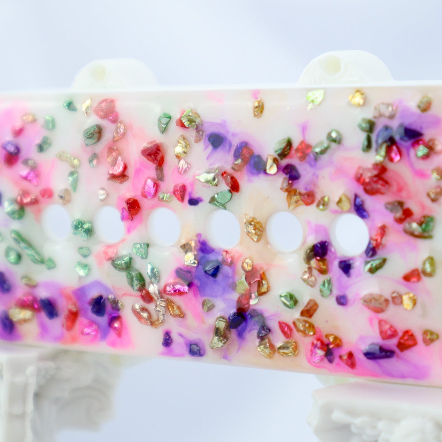 1 OF 1 CUSTOM JAZZMASTER Pickup Cover - CRUSHED RAINBOW GLASS/WHITE (PAIR)