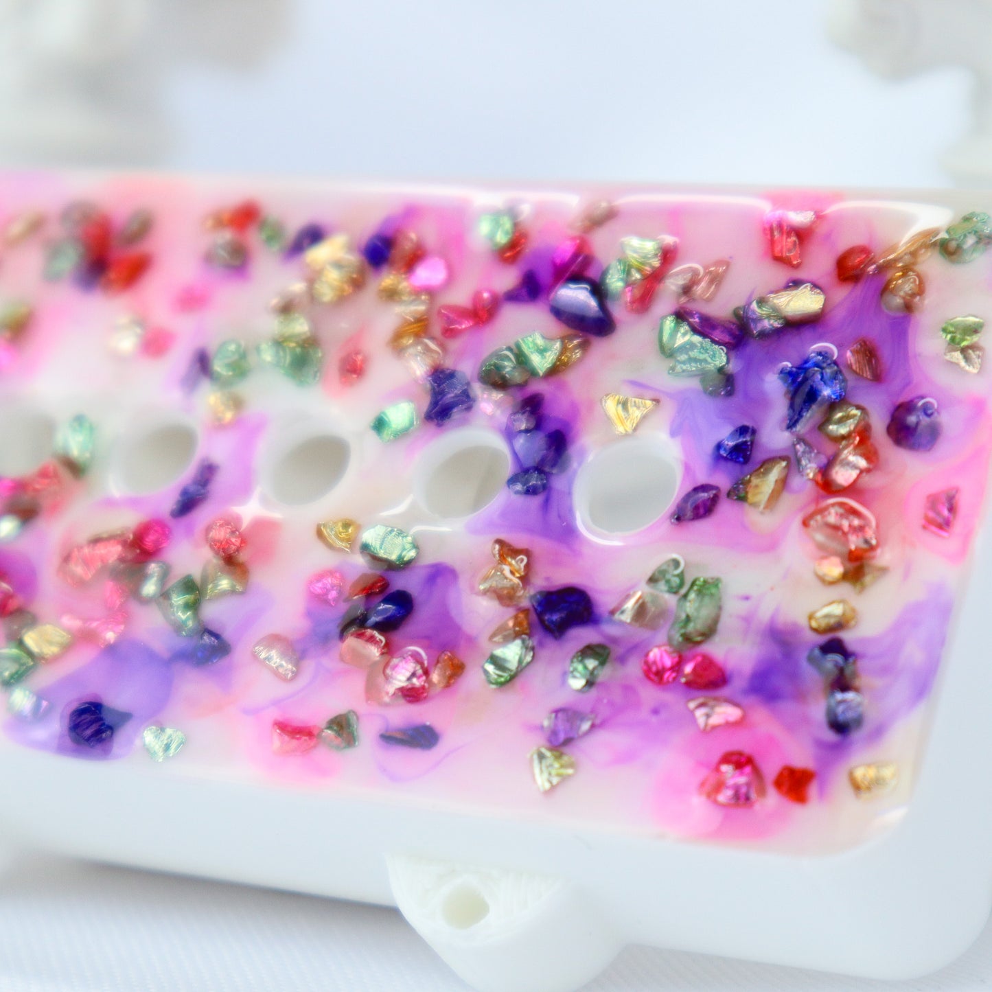 1 OF 1 CUSTOM JAZZMASTER Pickup Cover - CRUSHED RAINBOW GLASS/WHITE (PAIR)