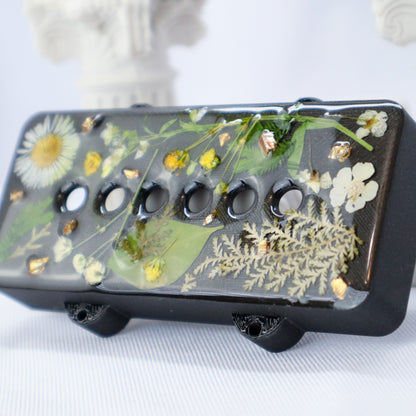 1 OF 1 CUSTOM JAZZMASTER Pickup Cover - WHITE & YELLOW DRIED FLORAL/IRON GREY METALLIC (PAIR)