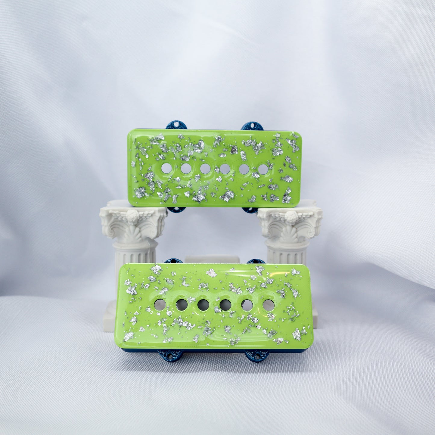 CUSTOM JAZZMASTER Pickup Cover - LIME GREEN/BLUE METALLIC WITH SILVER FLAKE (Pair)