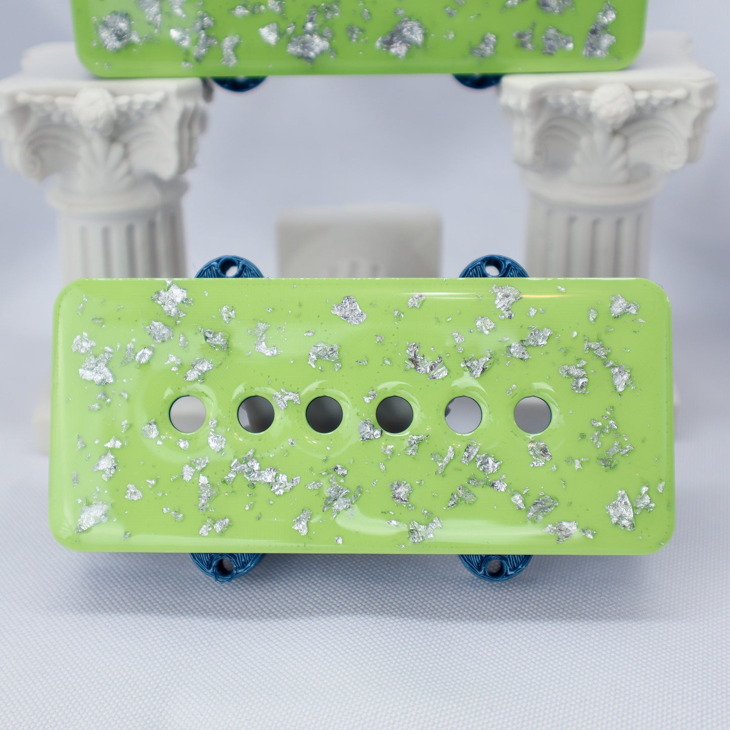 CUSTOM JAZZMASTER Pickup Cover - LIME GREEN/BLUE METALLIC WITH SILVER FLAKE (Pair)