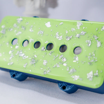 CUSTOM JAZZMASTER Pickup Cover - LIME GREEN/BLUE METALLIC WITH SILVER FLAKE (Pair)