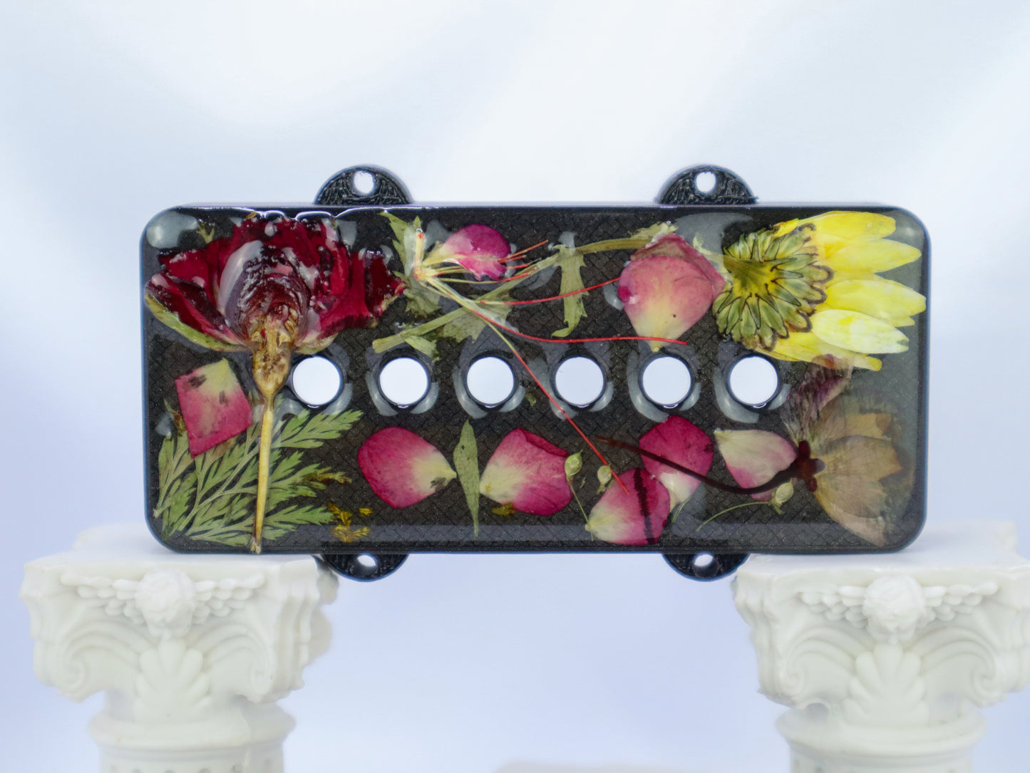 1 OF 1 CUSTOM JAZZMASTER Pickup Cover - Yellow/Red/Burgundy Dried Flower/Iron Gray Metallic (PAIR)