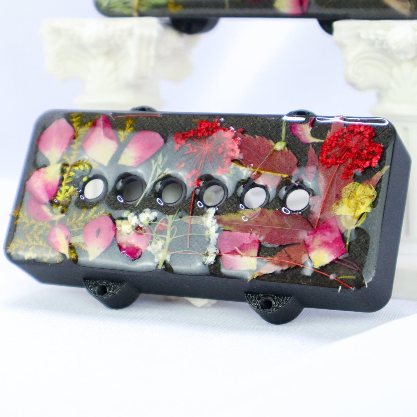 1 OF 1 CUSTOM JAZZMASTER Pickup Cover - Yellow/Red/Burgundy Dried Flower/Iron Gray Metallic (PAIR)