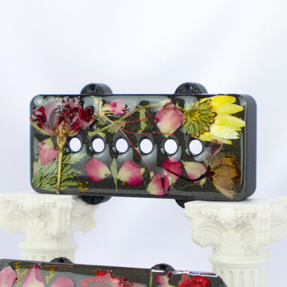 1 OF 1 CUSTOM JAZZMASTER Pickup Cover - Yellow/Red/Burgundy Dried Flower/Iron Gray Metallic (PAIR)